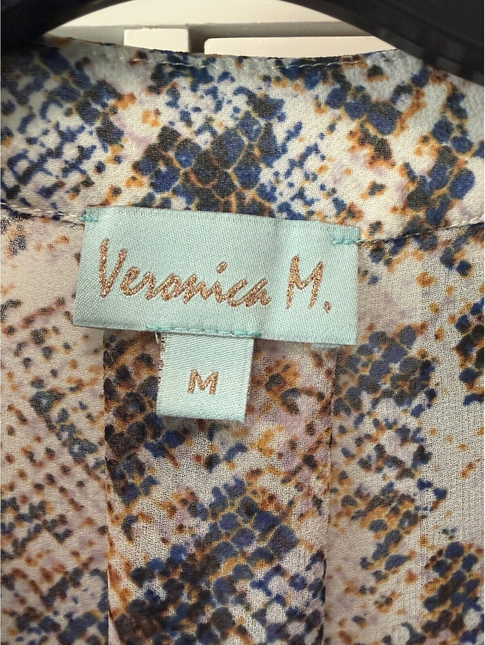 Veronica M Snakeskin Print Sheer Long Sleeve Blouse Women’s Medium Boho - Picture 3 of 3